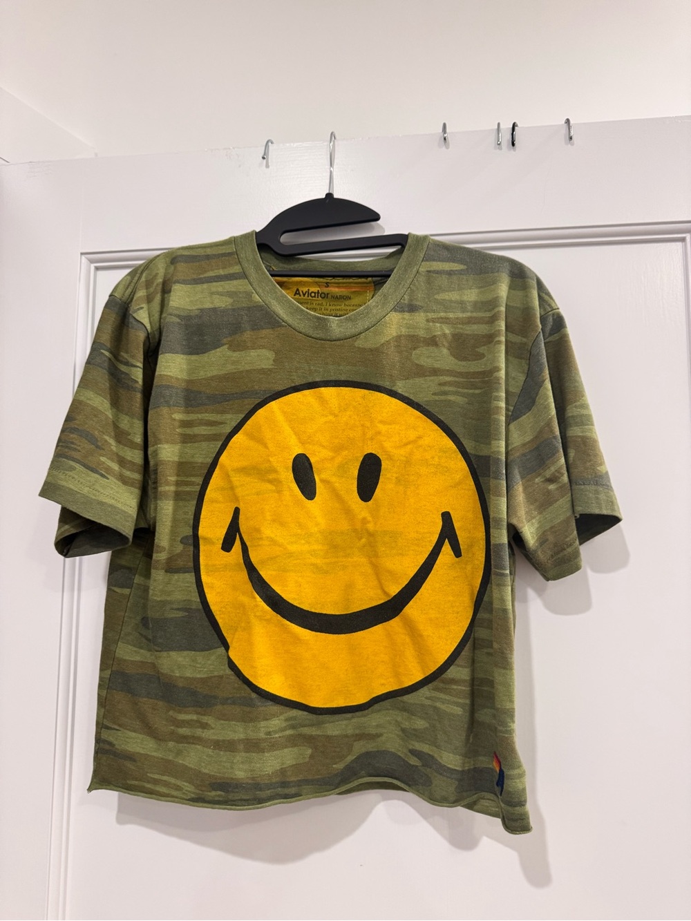 Aviator Nation Camo Smile cropped Tee